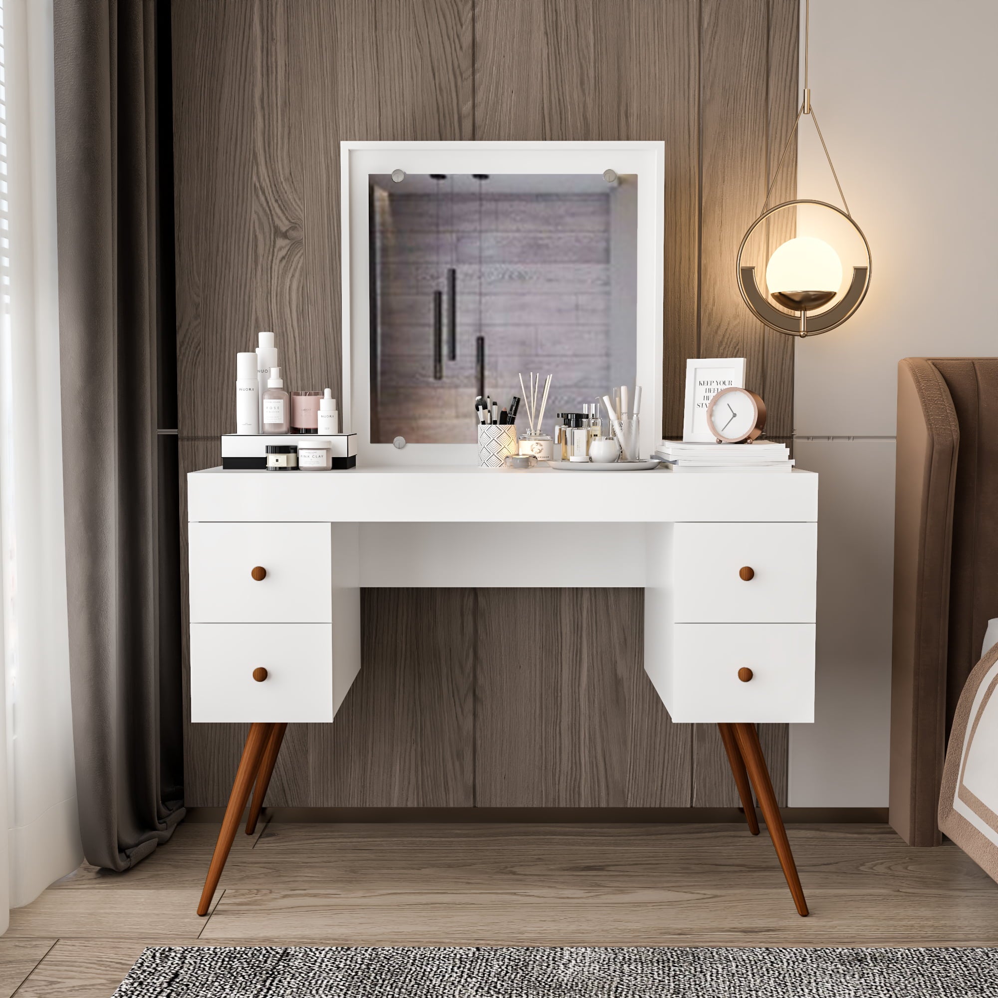 Boahaus Mary Modern Vanity Table, White Finish, for Bedroom