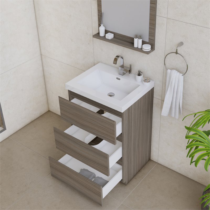 Alya Bath Paterno 24" Modern Wood Freestanding Bathroom Vanity