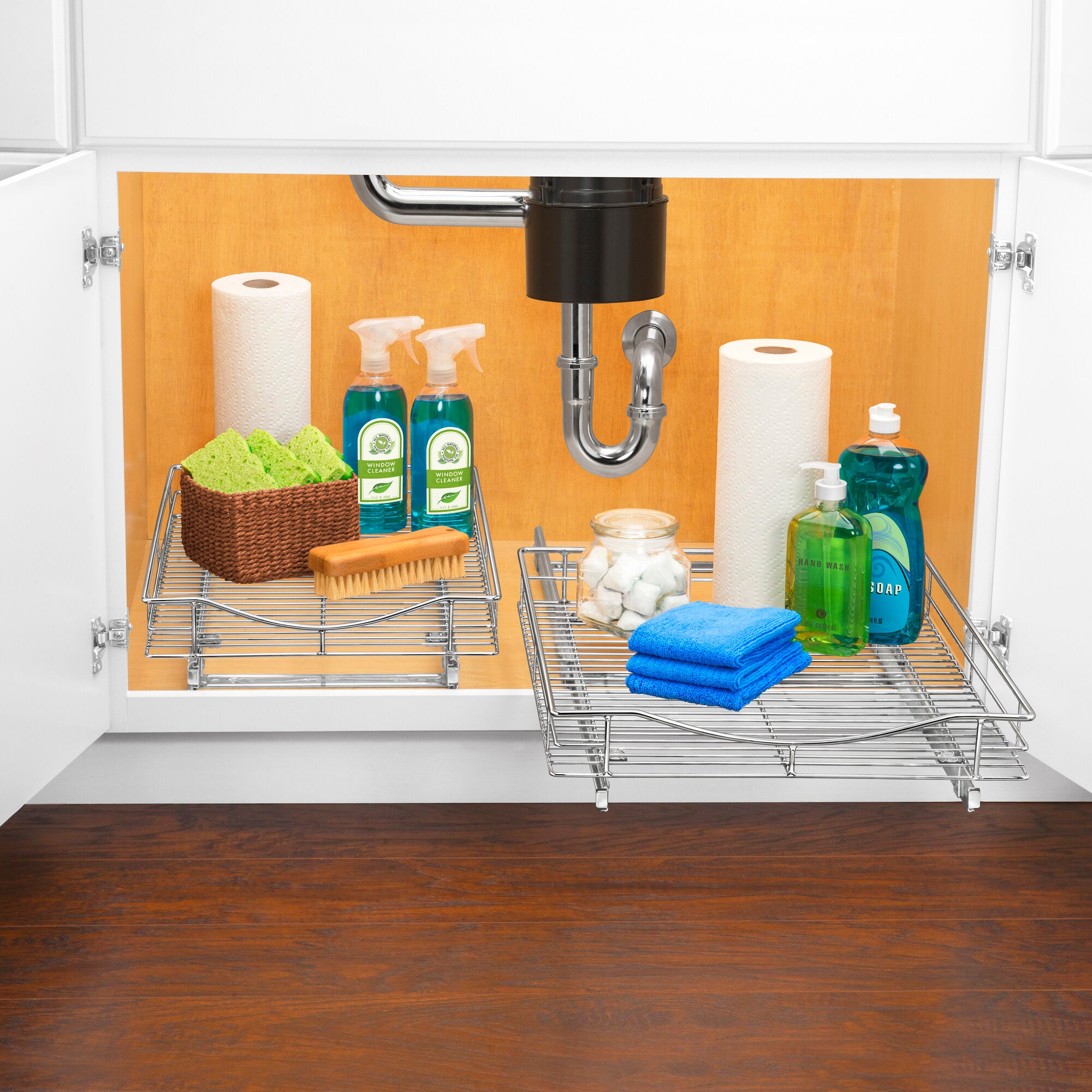 LYNK PROFESSIONAL® Pull Out Cabinet Organizer - Slide Out Pantry Shelves - Sliding Storage for Inside Kitchen Cabinet