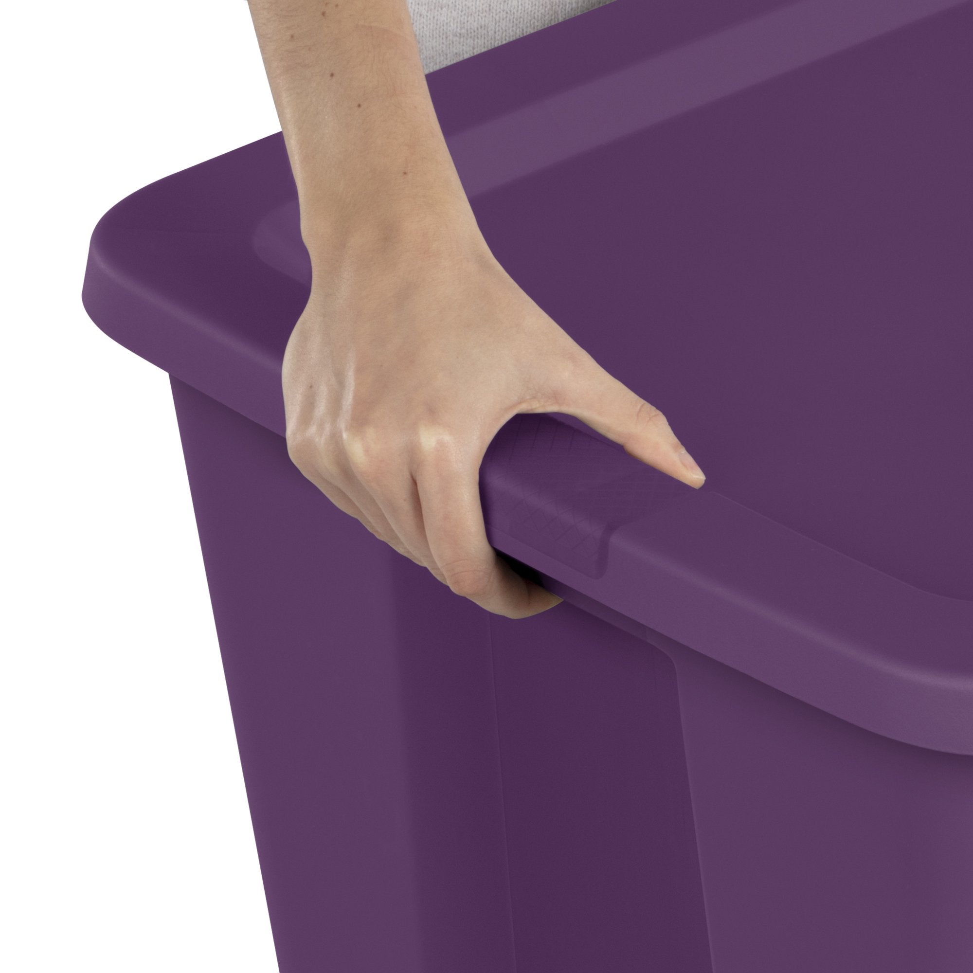 Sterilite Classic Stackable 30 Gal Storage Tote Container, Purple, 24 Pack