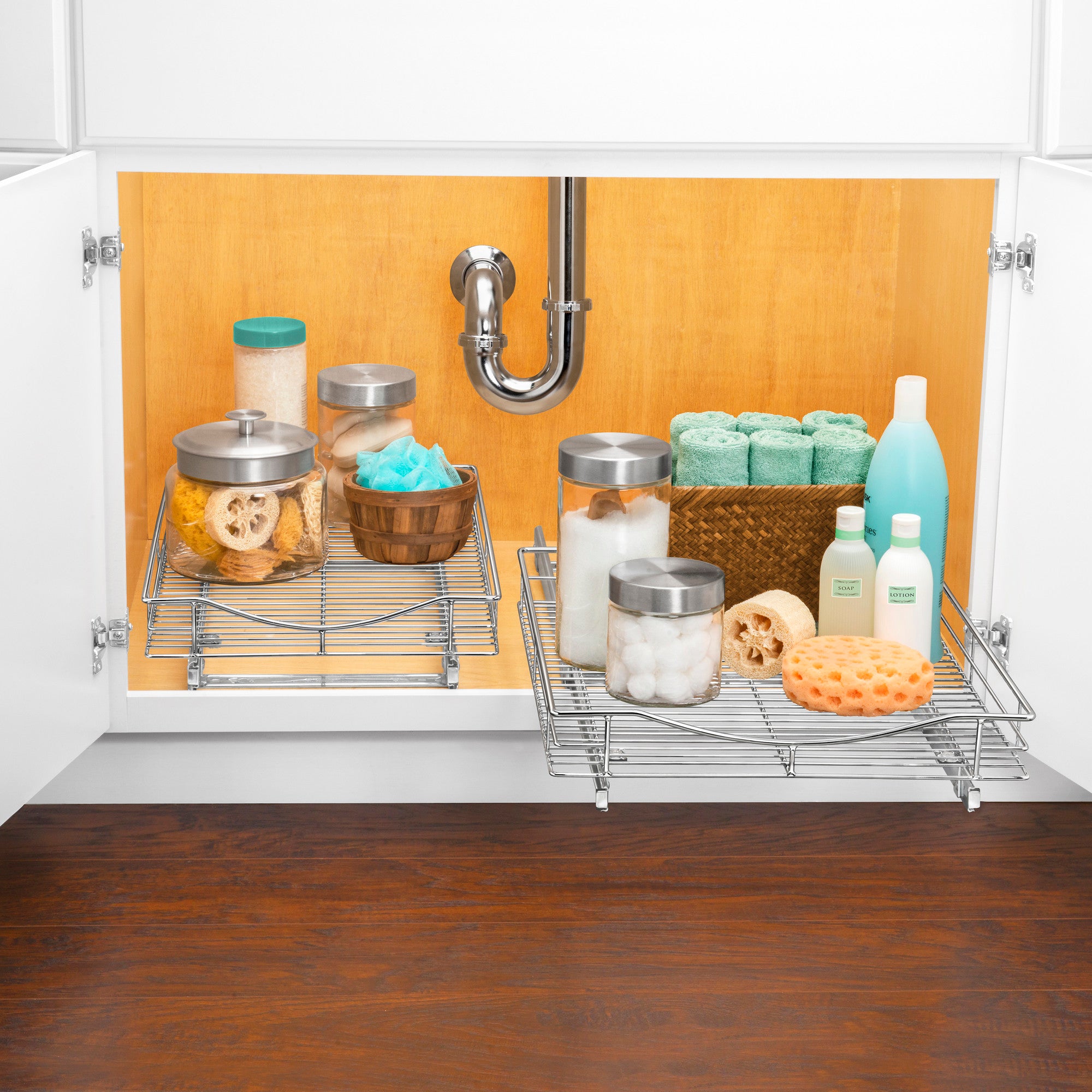 LYNK PROFESSIONAL® Pull Out Cabinet Organizer - Slide Out Pantry Shelves - Sliding Storage for Inside Kitchen Cabinet