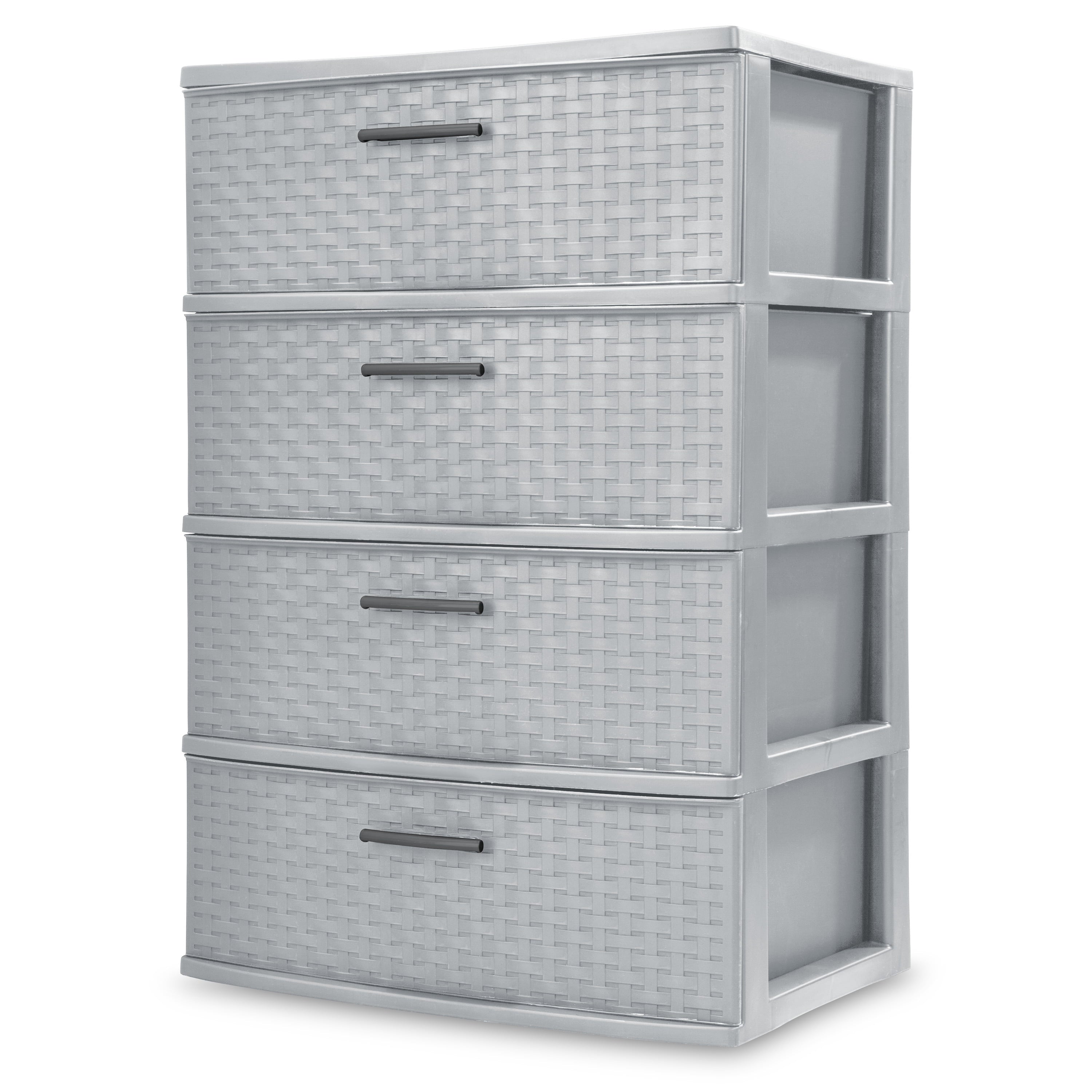 Sterilite 4 Drawer Wide Weave Tower Cement