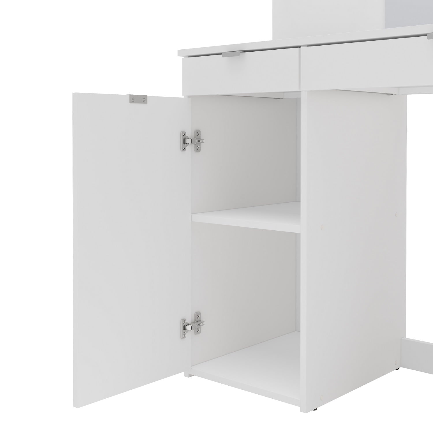 Polifurniture Amelia Modern Bedroom Vanity Desk with Mirror, White Finish