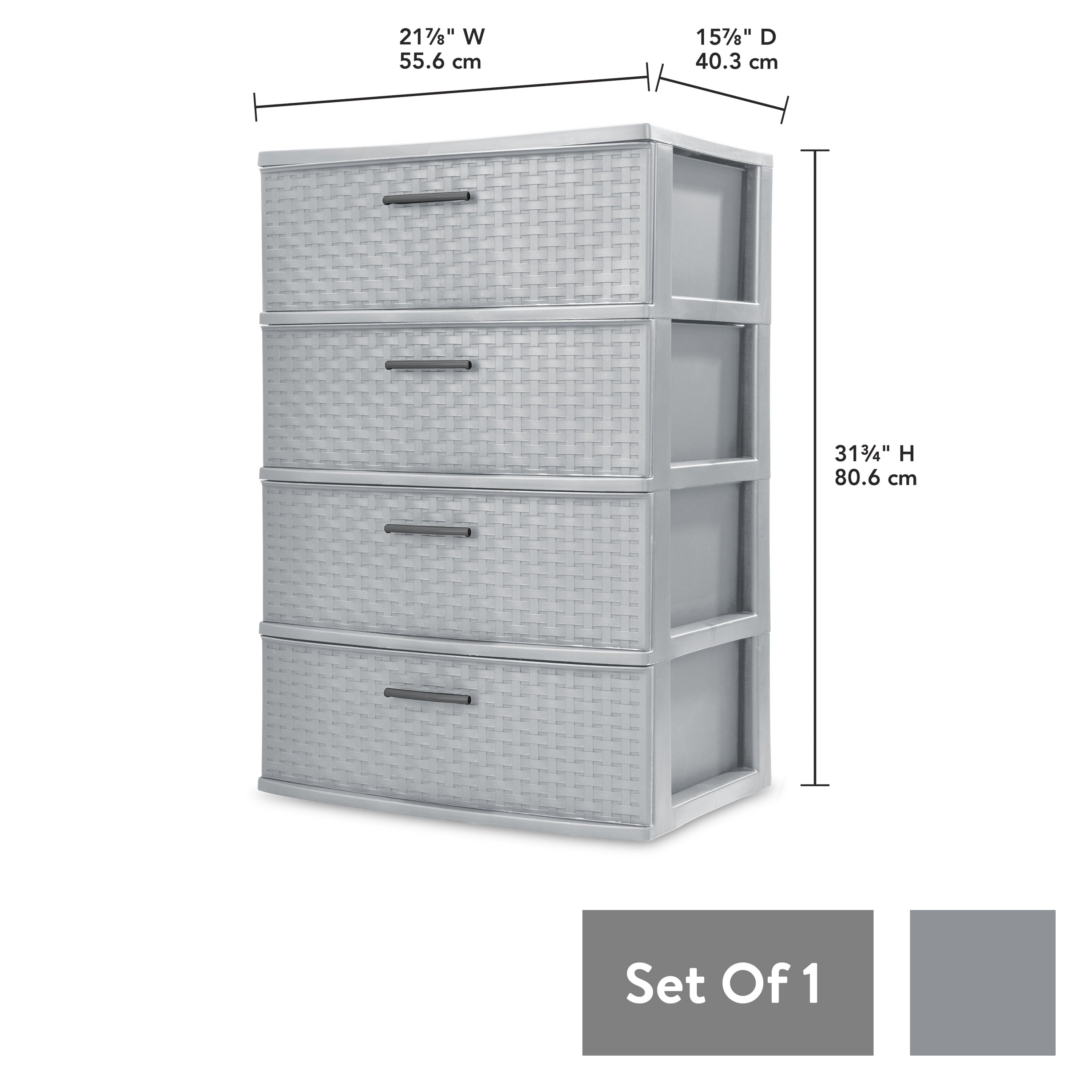 Sterilite 4 Drawer Wide Weave Tower Cement