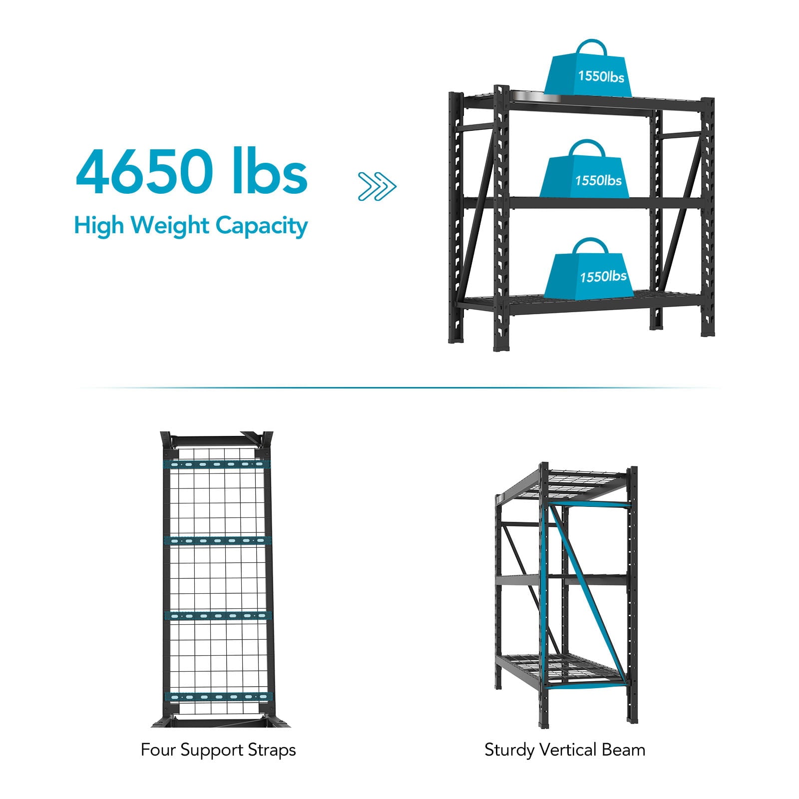 Fleximounts 2 x 4 ft 3 Shelf Steel Wire Decks Storage Racks 4650 lbs Capacity