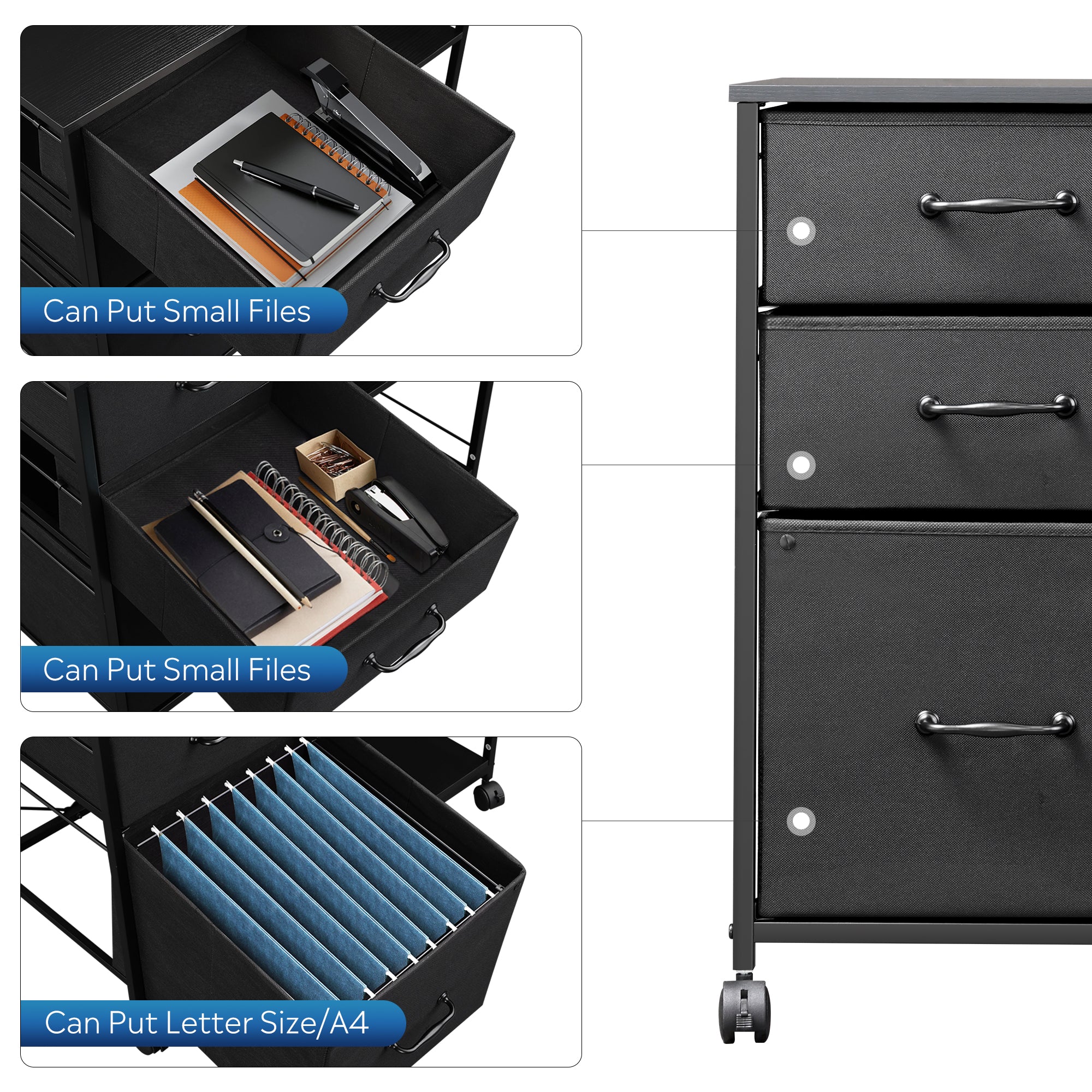 Devaise 3 Drawer Mobile File Cabinet