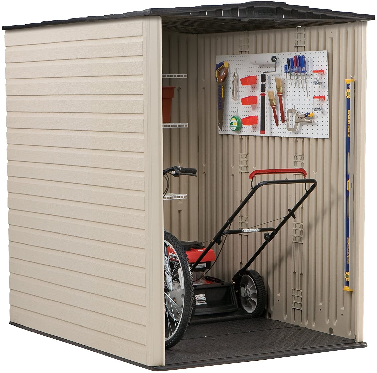 Rubbermaid Outdoor Large Vertical Storage Shed, Resin, 6 ft. 3 in. x 4 ft. 8 in.