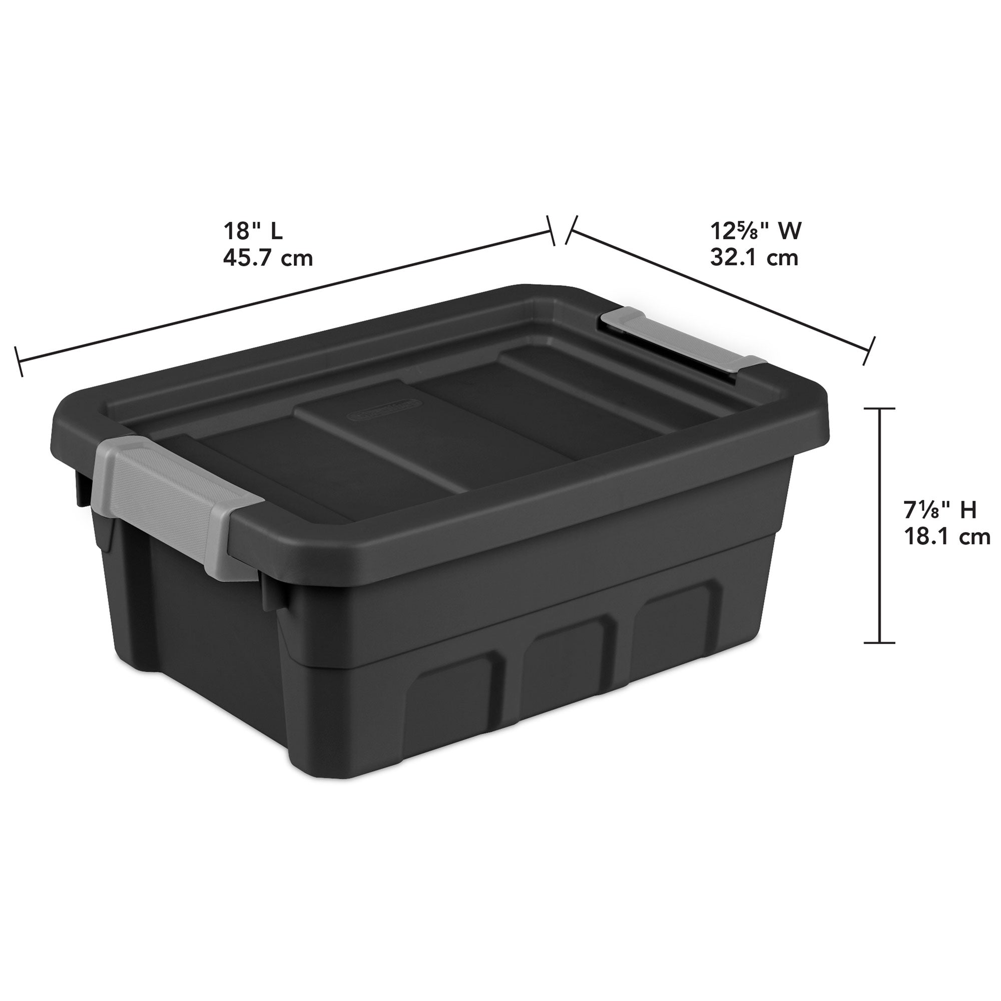 Sterilite 4 Gal Industrial Storage Totes w/ Latch Clip Lids, Black (6 Pack)