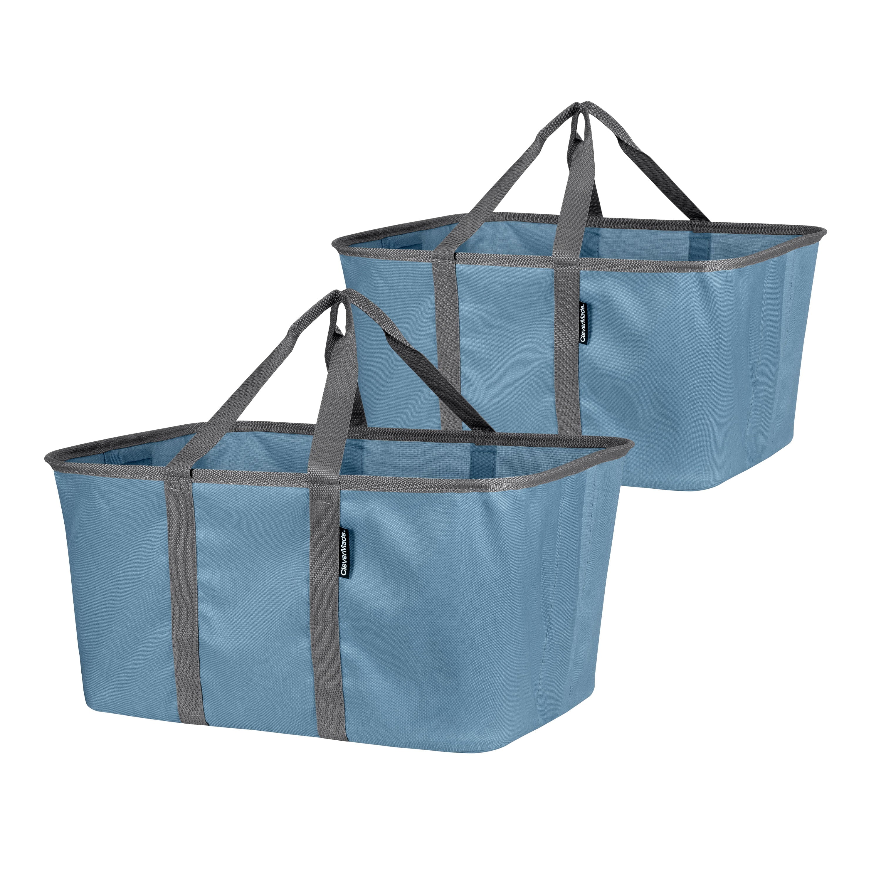 CleverMade Collapsible Fabric Laundry Baskets - Pack of 2, Denim