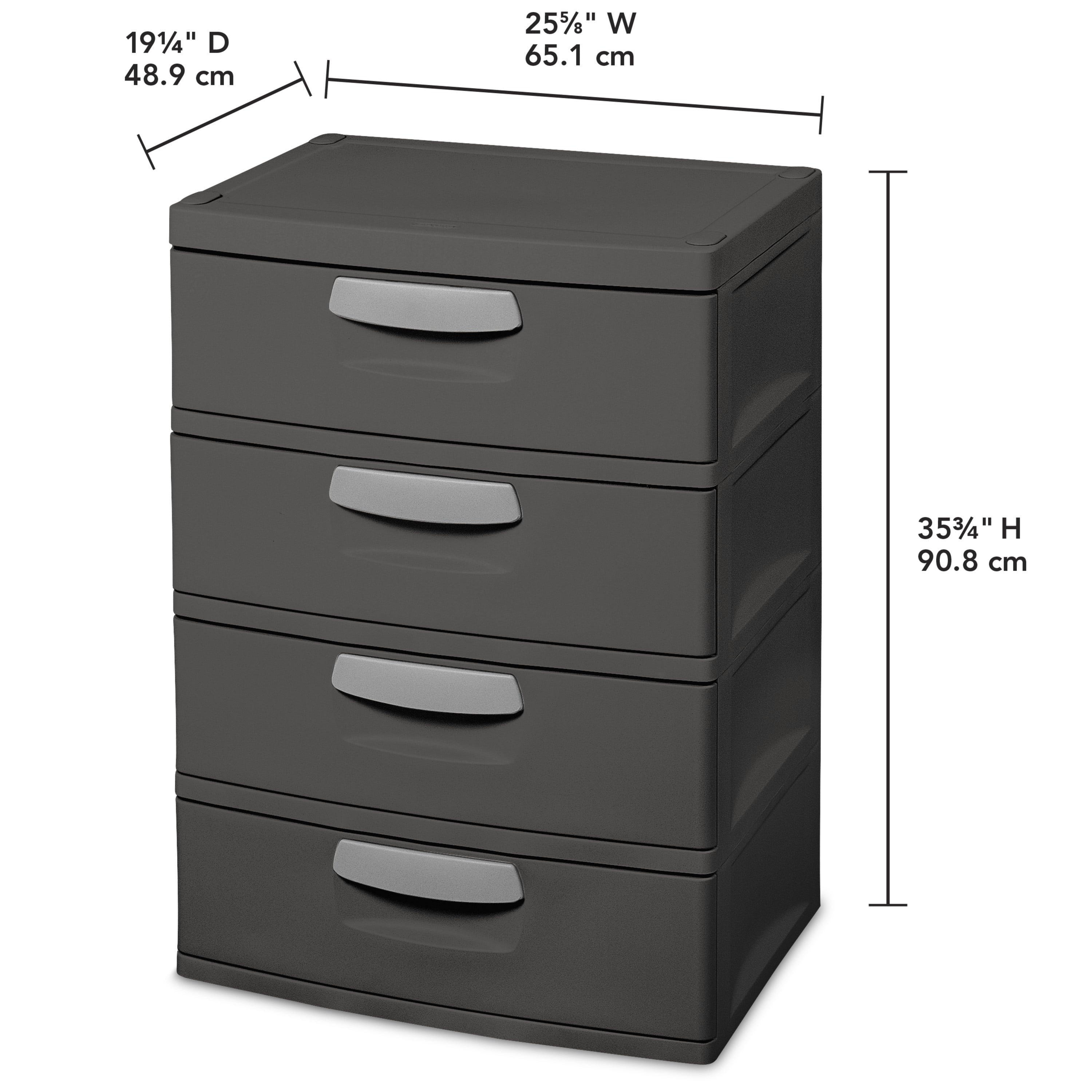 Sterilite 4 Drawer Unit Plastic, Flat Gray