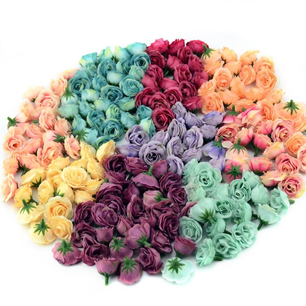 10/50/100pcs 2.5cm Mini Silk Artificial Rose Flower Heads