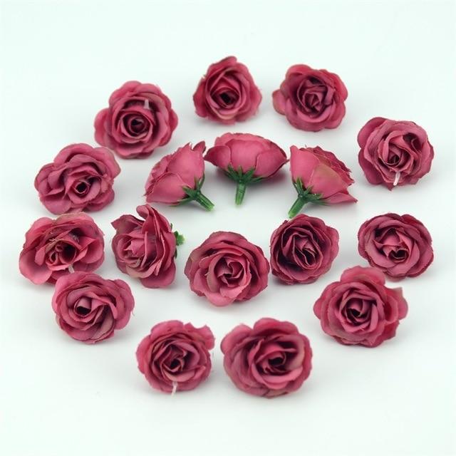 10/50/100pcs 2.5cm Mini Silk Artificial Rose Flower Heads