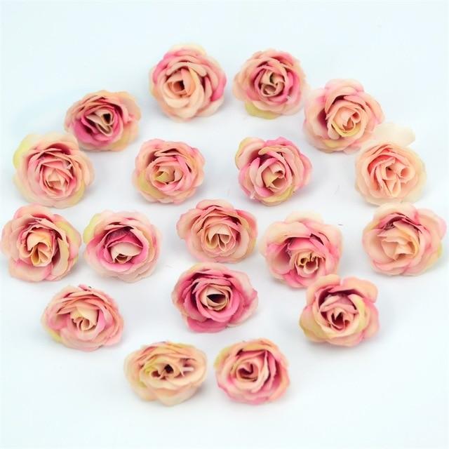 10/50/100pcs 2.5cm Mini Silk Artificial Rose Flower Heads