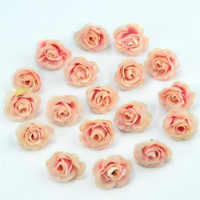 10/50/100pcs 2.5cm Mini Silk Artificial Rose Flower Heads