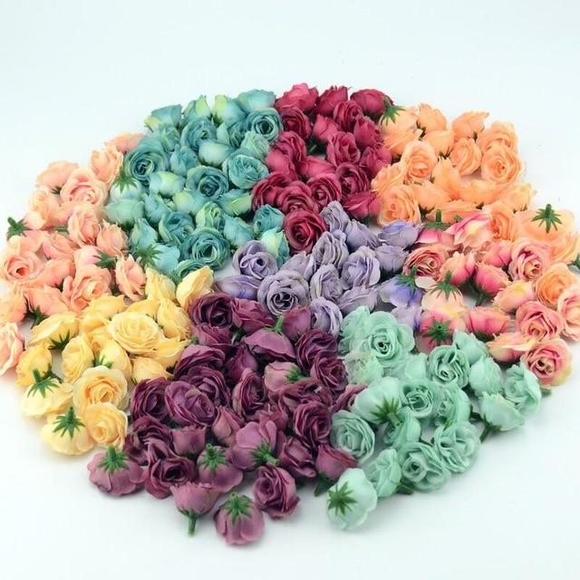 10/50/100pcs 2.5cm Mini Silk Artificial Rose Flower Heads