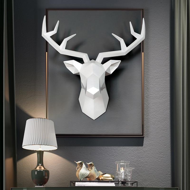 3D Deer Head Statue Sculpture  Wall Decoration