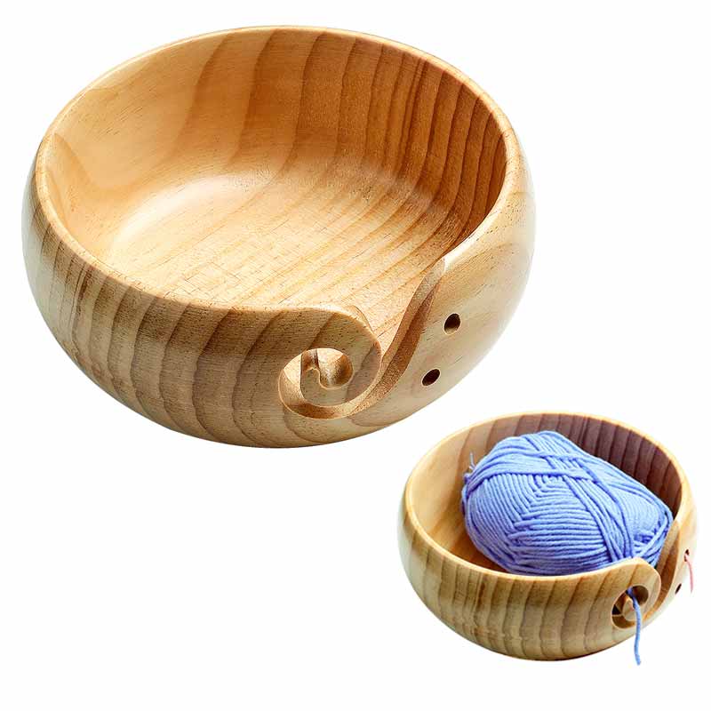 Wood Sewing Crochet Round Storage Container