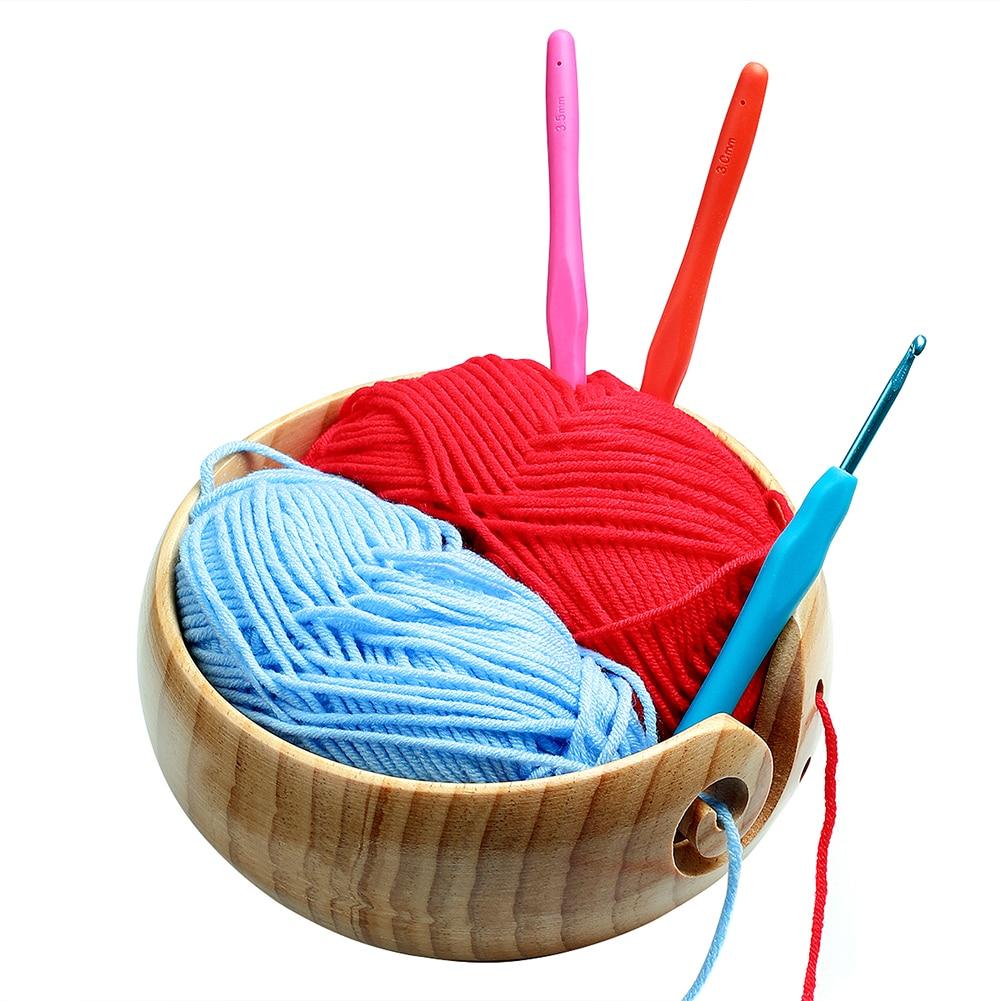 Wood Sewing Crochet Round Storage Container