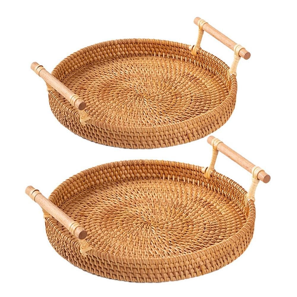 Rattan Handwoven Round High Wall Serving Tray