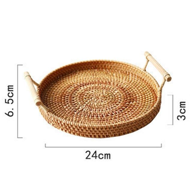 Rattan Handwoven Round High Wall Serving Tray