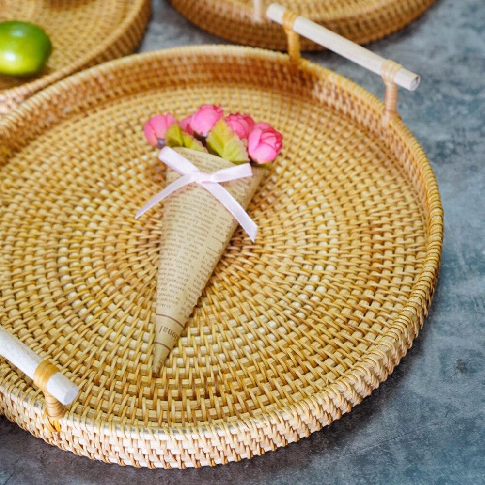 Rattan Handwoven Round High Wall Serving Tray