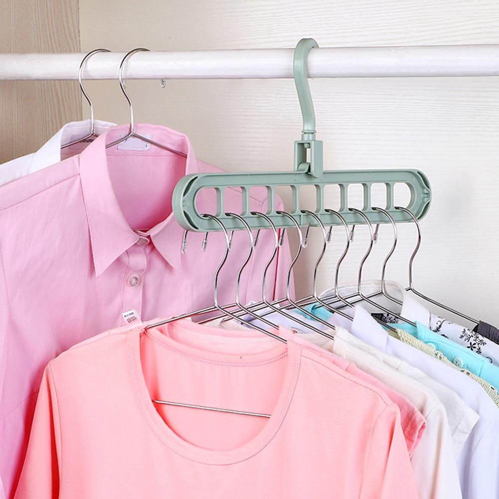 9-Holes Saving Hanger Multi-Port Clothing Rack