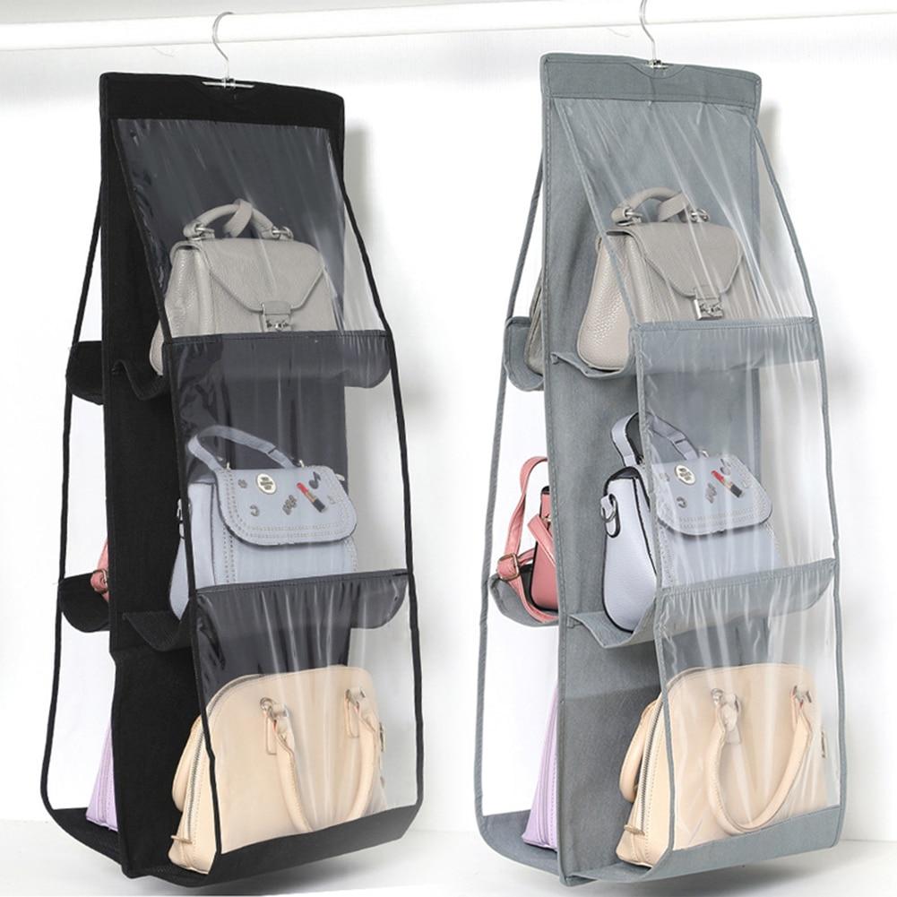 6 Pocket Hanging Handbag Organizer for Wardrobe