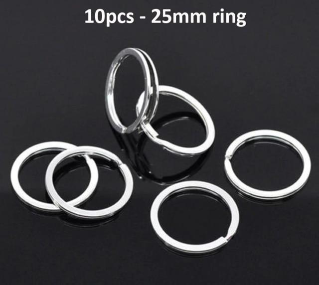 10/50pcs Metal Silver Blank Keyring Keychain