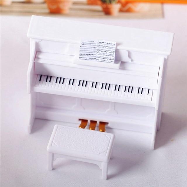 Dollhouse Plastic Piano with Stool Musical Instrument