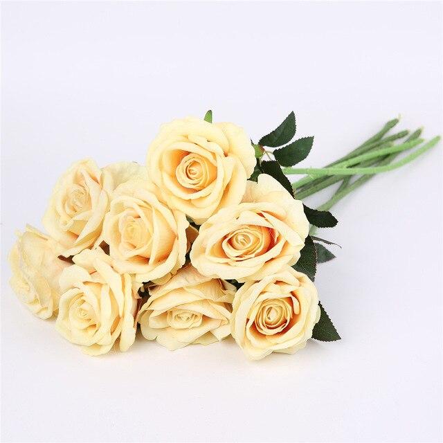 Artificial Silk Red Roses Branch Wedding Decorative