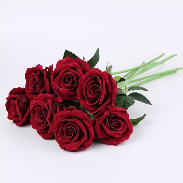 Artificial Silk Red Roses Branch Wedding Decorative