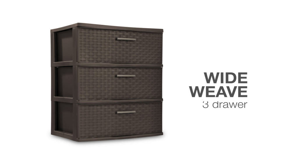 Sterilite 3-Drawer Wide Weave Design Storage Tower, Brown, Case of 1