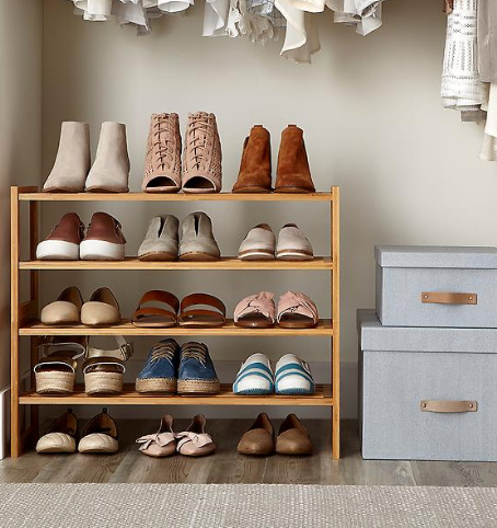 2-Tier Bamboo Stackable Shoe Shelf