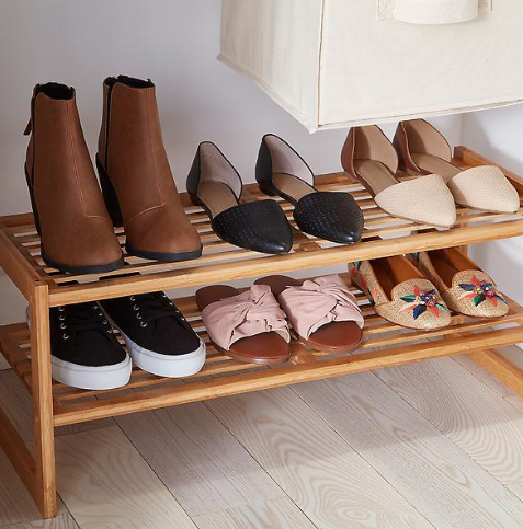 2-Tier Bamboo Stackable Shoe Shelf