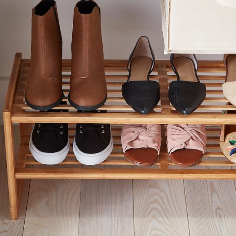 2-Tier Bamboo Stackable Shoe Shelf