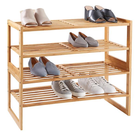 2-Tier Bamboo Stackable Shoe Shelf